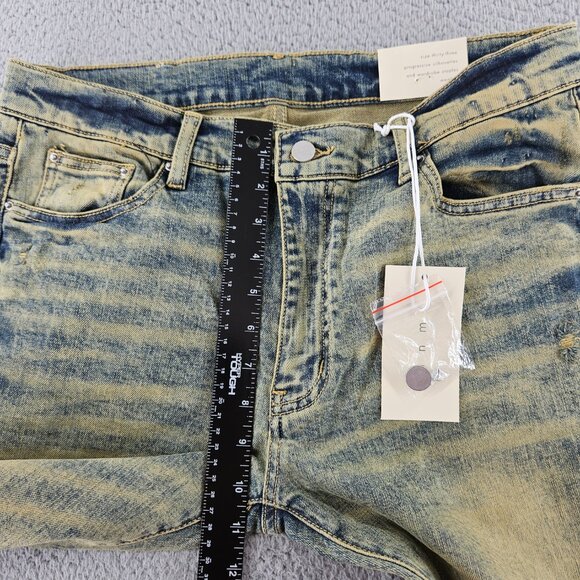 mnml Jeans Mens 33 Blue X146 Stretch Denim Distressed Slim Fit - Picture 8 of 16